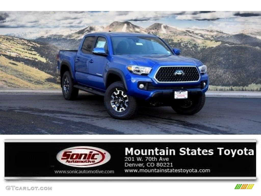 2018 Tacoma TRD Off Road Double Cab 4x4 - Blazing Blue Pearl / Graphite w/Gun Metal photo #1