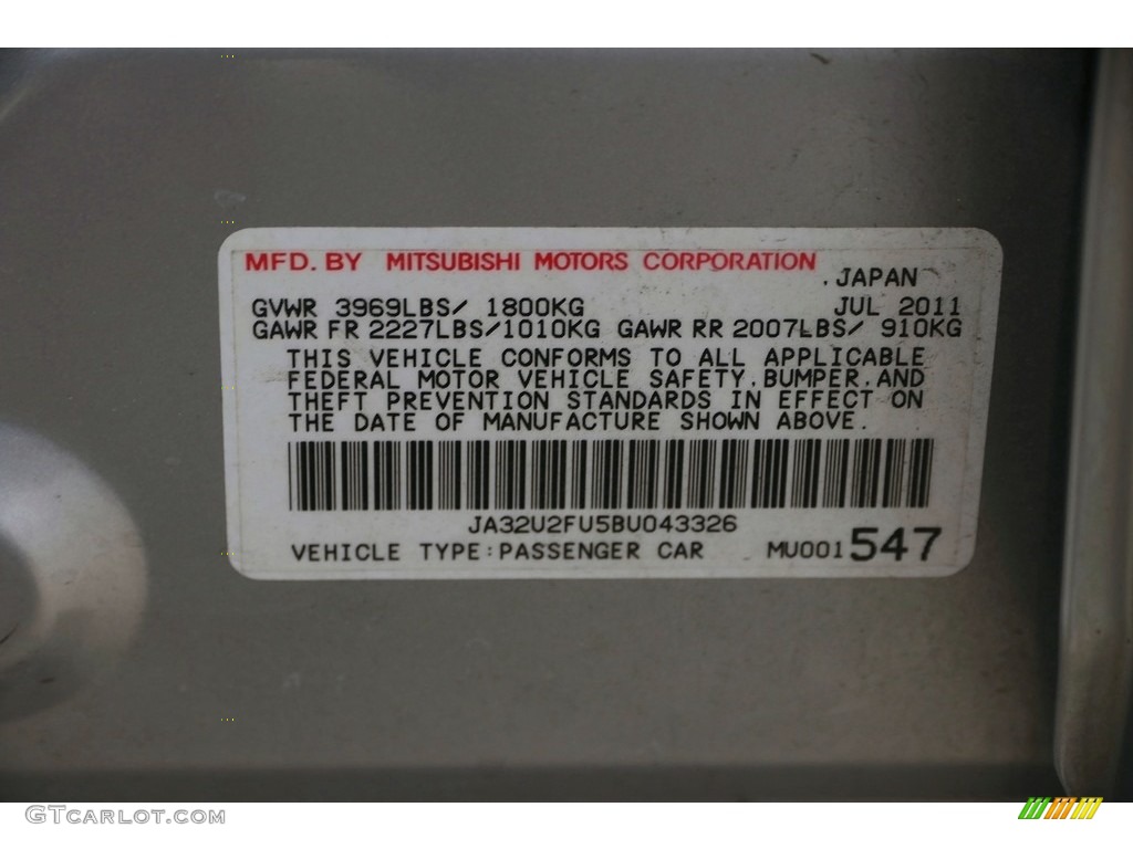 2011 Lancer ES - Apex Silver Metallic / Black photo #27