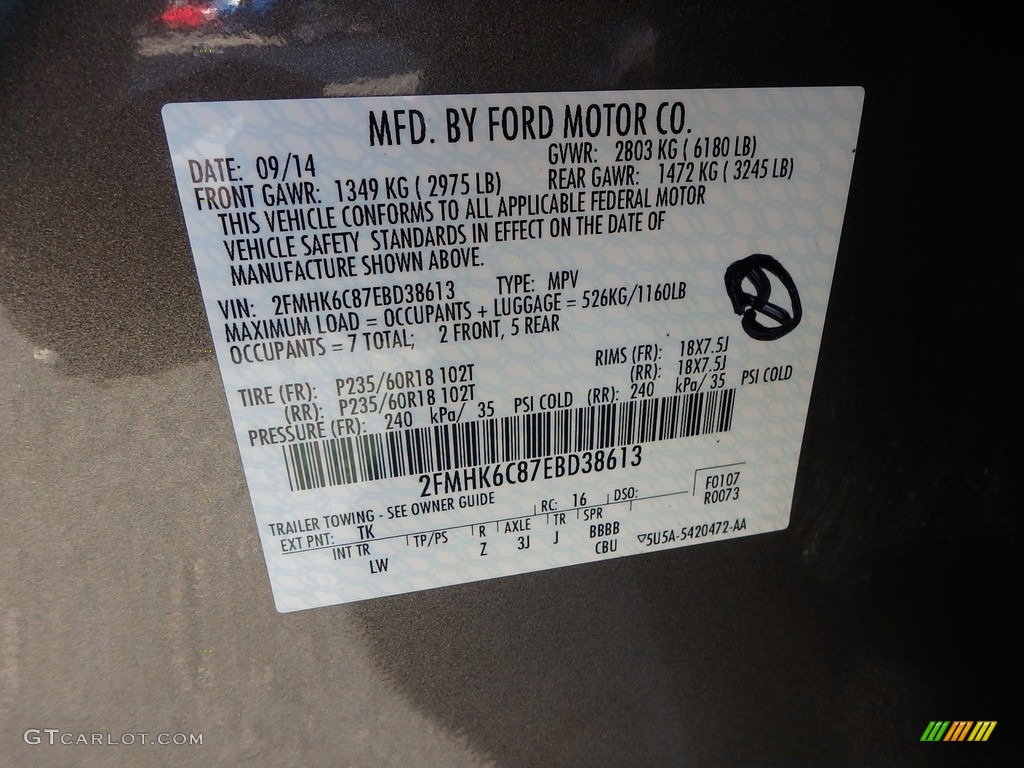 2014 Flex SEL AWD - Mineral Gray / Charcoal Black photo #15