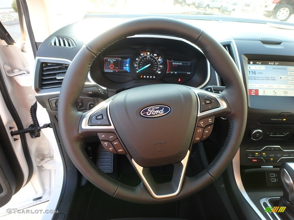 2018 Ford Edge SEL AWD Ebony Steering Wheel Photo #124122250