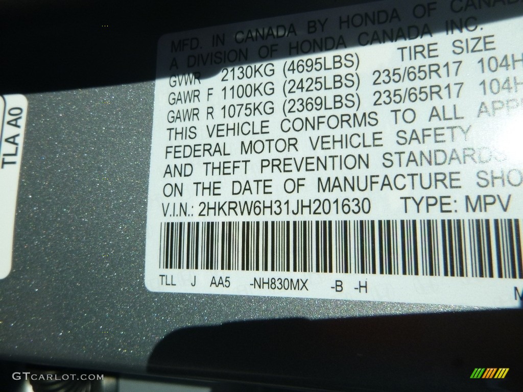 2018 CR-V LX AWD - Lunar Silver Metallic / Gray photo #12