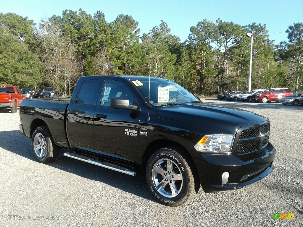 2018 1500 Express Quad Cab - Brilliant Black Crystal Pearl / Black/Diesel Gray photo #7