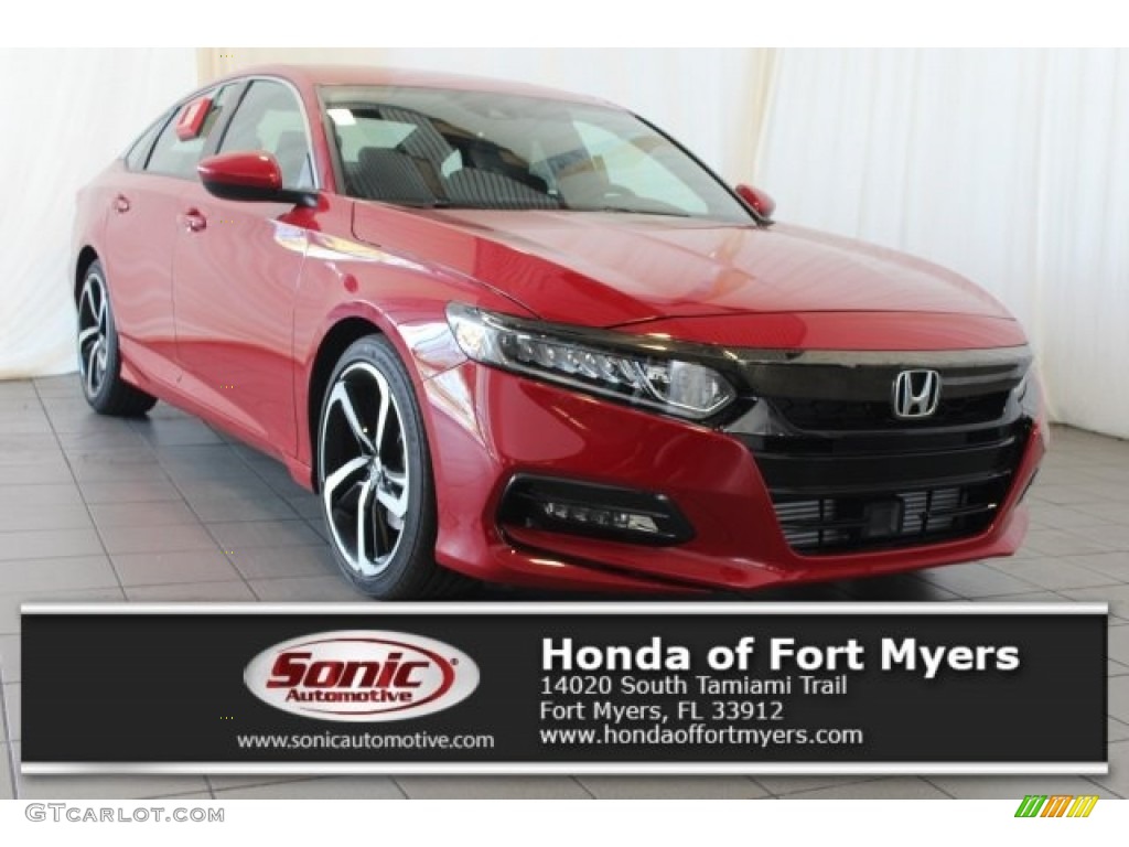 2018 Accord Sport Sedan - San Marino Red / Black photo #1