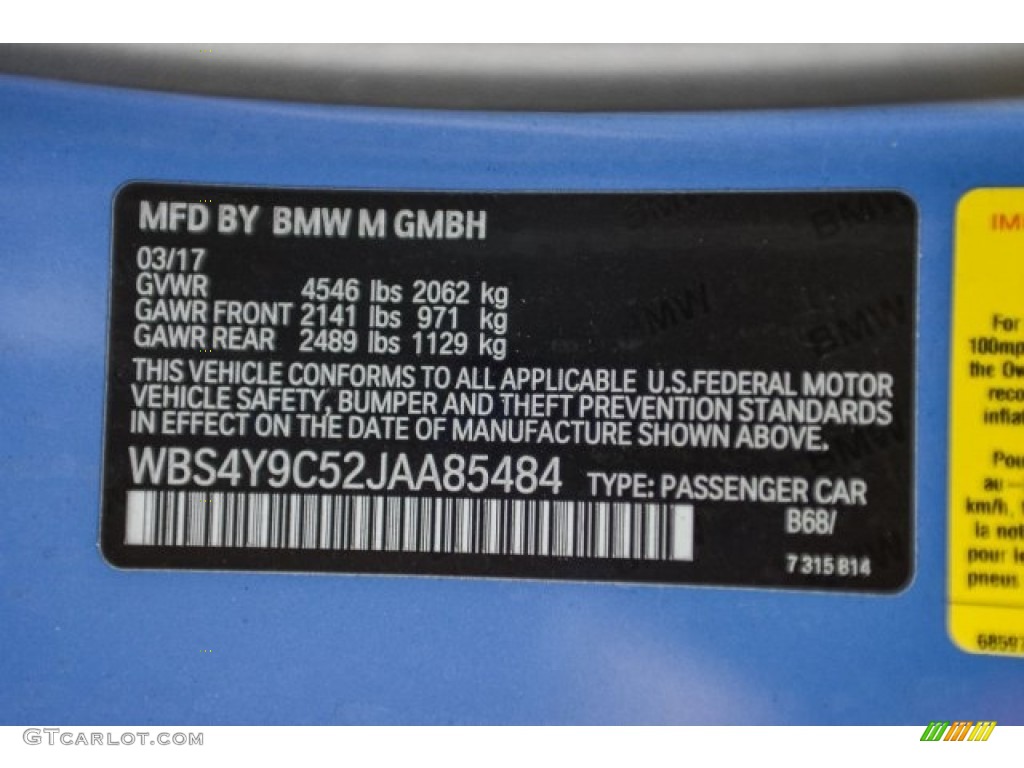 2018 M4 Color Code B68 for Yas Marina Blue Metallic Photo #124141544