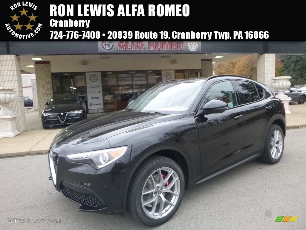 2018 Stelvio Sport AWD - Vulcano (Volcano) Black Metallic / Black/Red photo #1