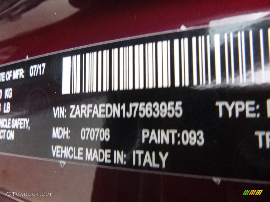 2018 Giulia AWD - Monza Red Metallic / Black/Dark Gray photo #22