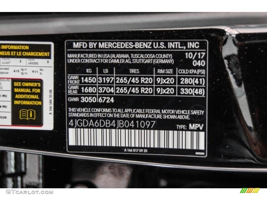 2018 GLE Color Code 040 for Black Photo #124168118