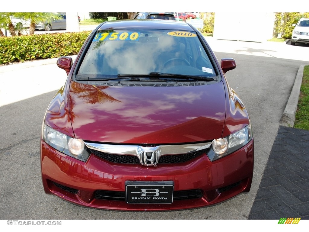 2010 Civic LX Sedan - Tango Red Pearl / Beige photo #3