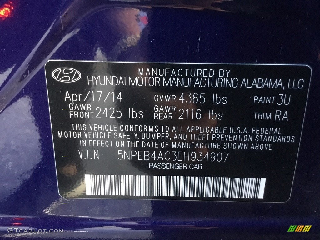 2014 Sonata GLS - Indigo Blue Pearl / Gray photo #32