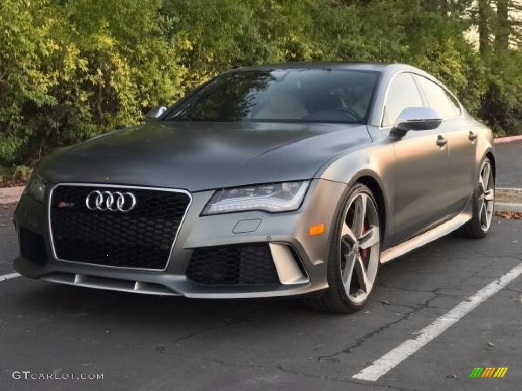 2014 RS 7 4.0 TFSI quattro - Daytona Grey Matte / Lunar Silver Valcona Leather w/Honeycomb Stitching photo #7