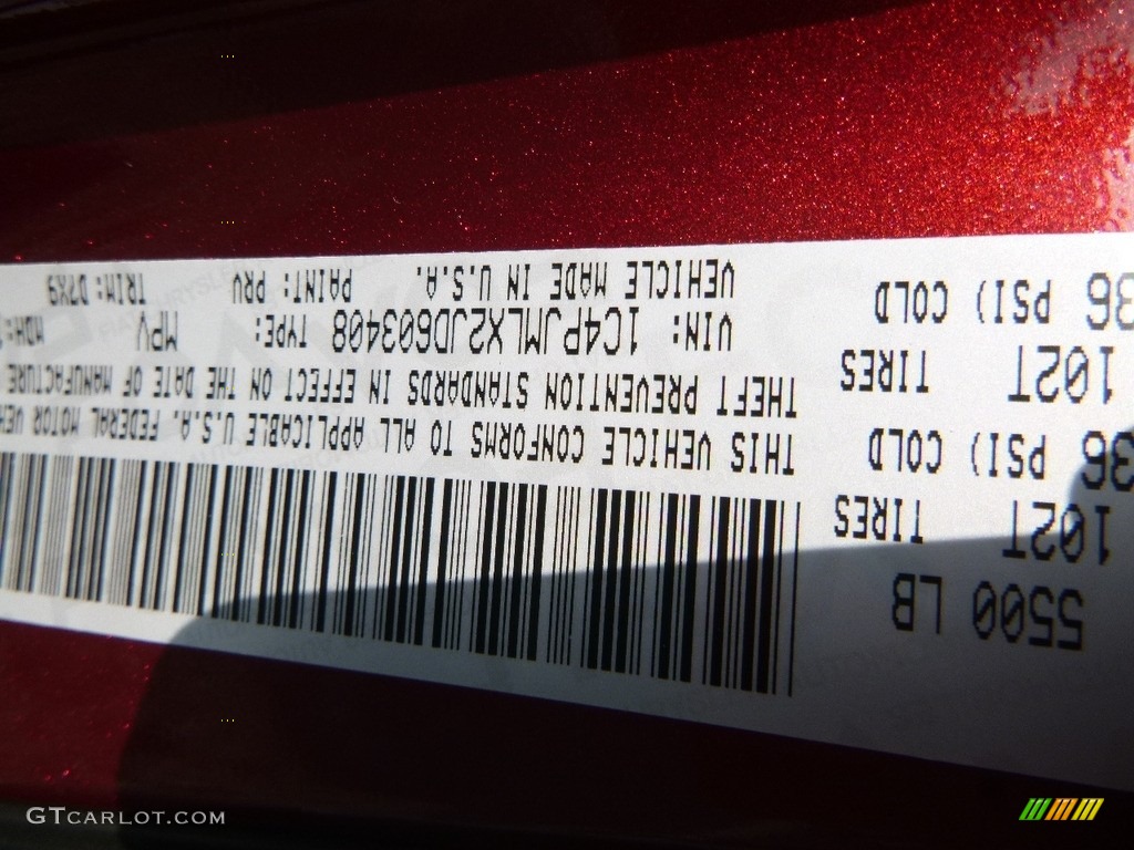 2018 Cherokee Color Code PRV for Velvet Red Pearl Photo #124186331