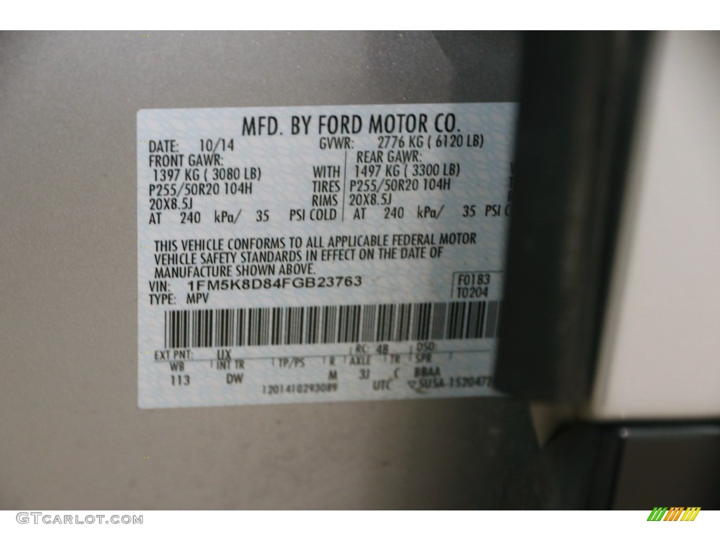 2015 Explorer XLT 4WD - Ingot Silver / Charcoal Black photo #22