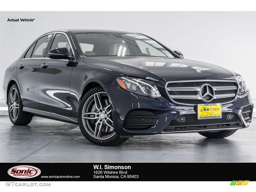 2018 E 300 Sedan - Lunar Blue Metallic / Macchiato Beige/Black photo #1