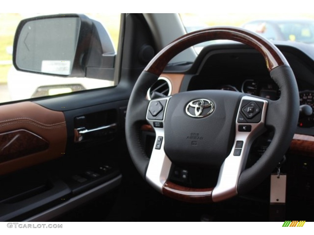 2018 Toyota Tundra 1794 Edition CrewMax 4x4 1794 Edition Black/Brown Steering Wheel Photo #124203839