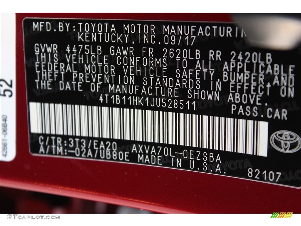 2018 Camry SE - Ruby Flare Pearl / Black photo #31