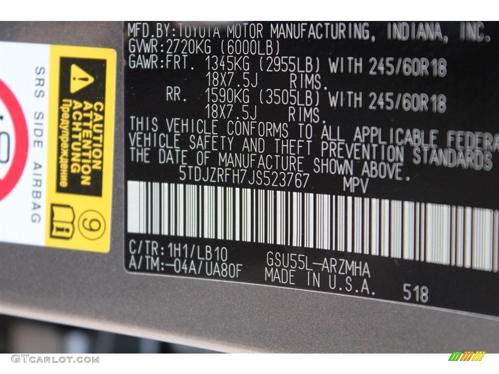 2018 Highlander XLE AWD - Predawn Gray Mica / Ash photo #35