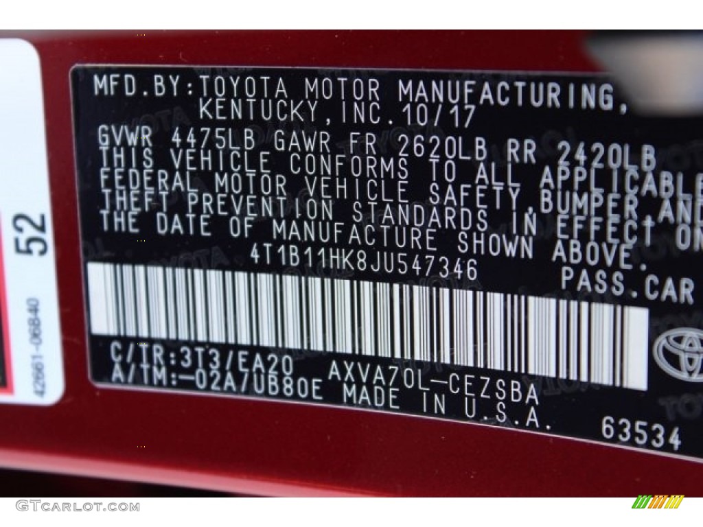 2018 Camry SE - Ruby Flare Pearl / Black photo #30