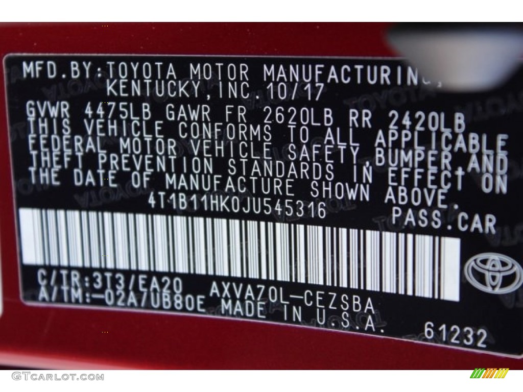 2018 Camry SE - Ruby Flare Pearl / Black photo #31