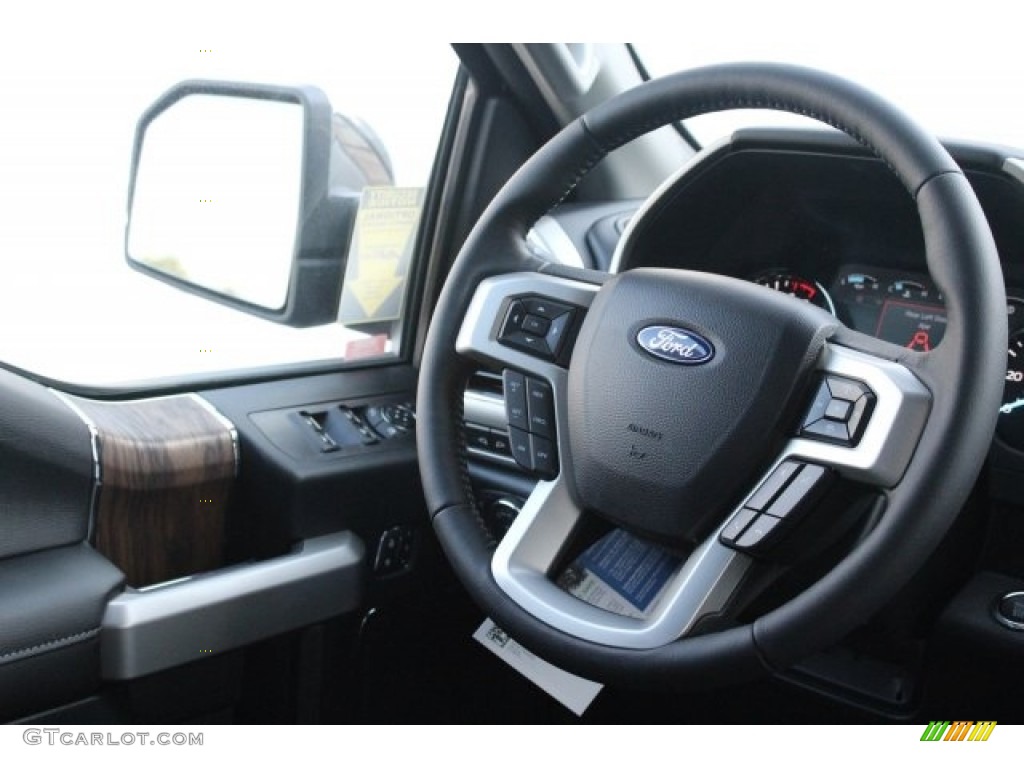 2018 Ford F150 Lariat SuperCrew Black Steering Wheel Photo #124228843