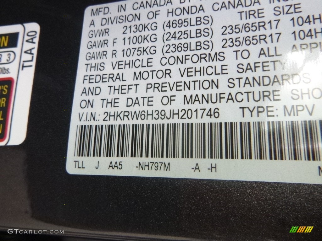 2018 Honda CR-V LX AWD Color Code Photos