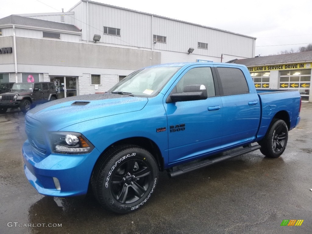 2018 1500 Sport Crew Cab 4x4 - Hydro Blue Pearl / Black photo #1