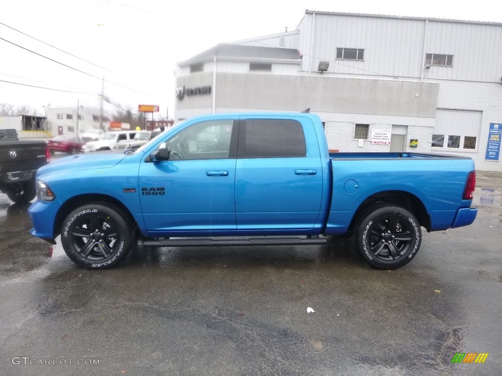 2018 1500 Sport Crew Cab 4x4 - Hydro Blue Pearl / Black photo #2