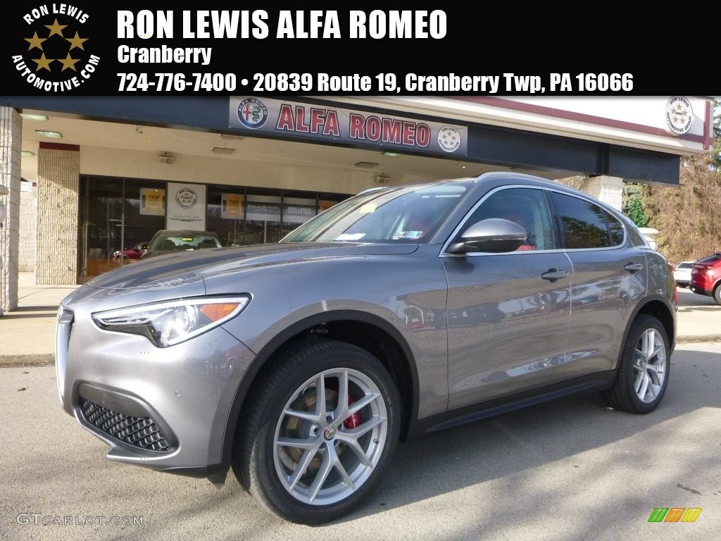 2018 Stelvio AWD - Stromboli Gray Metallic / Black/Red photo #1