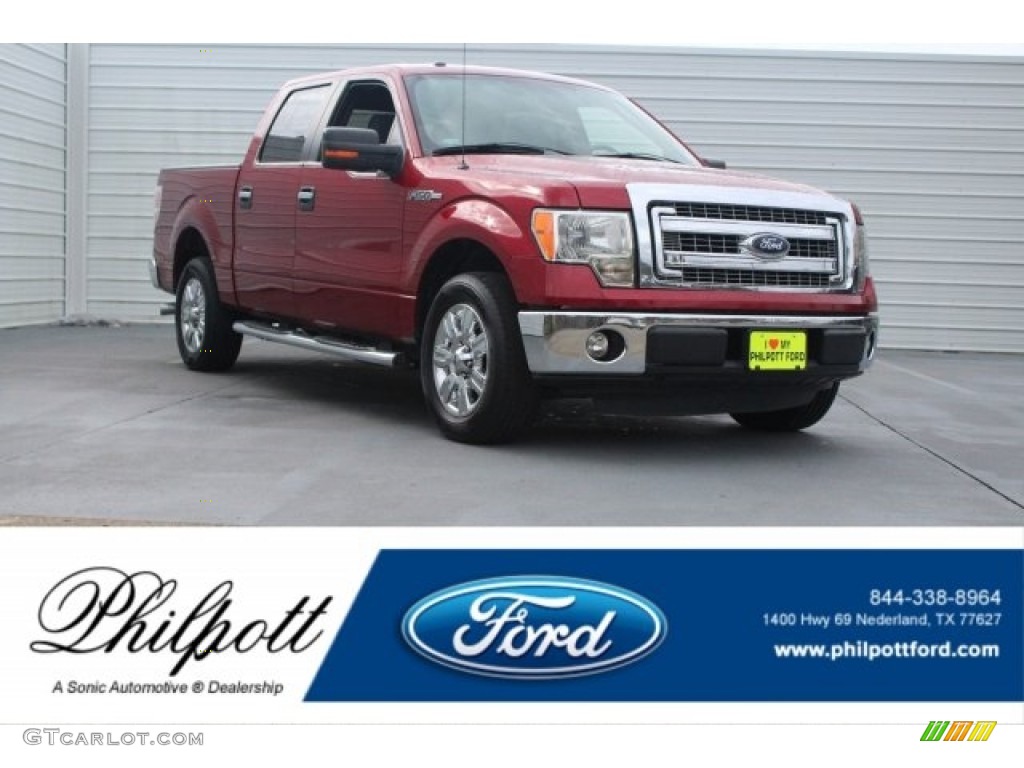 2013 F150 XLT SuperCrew - Vermillion Red / Steel Gray photo #1