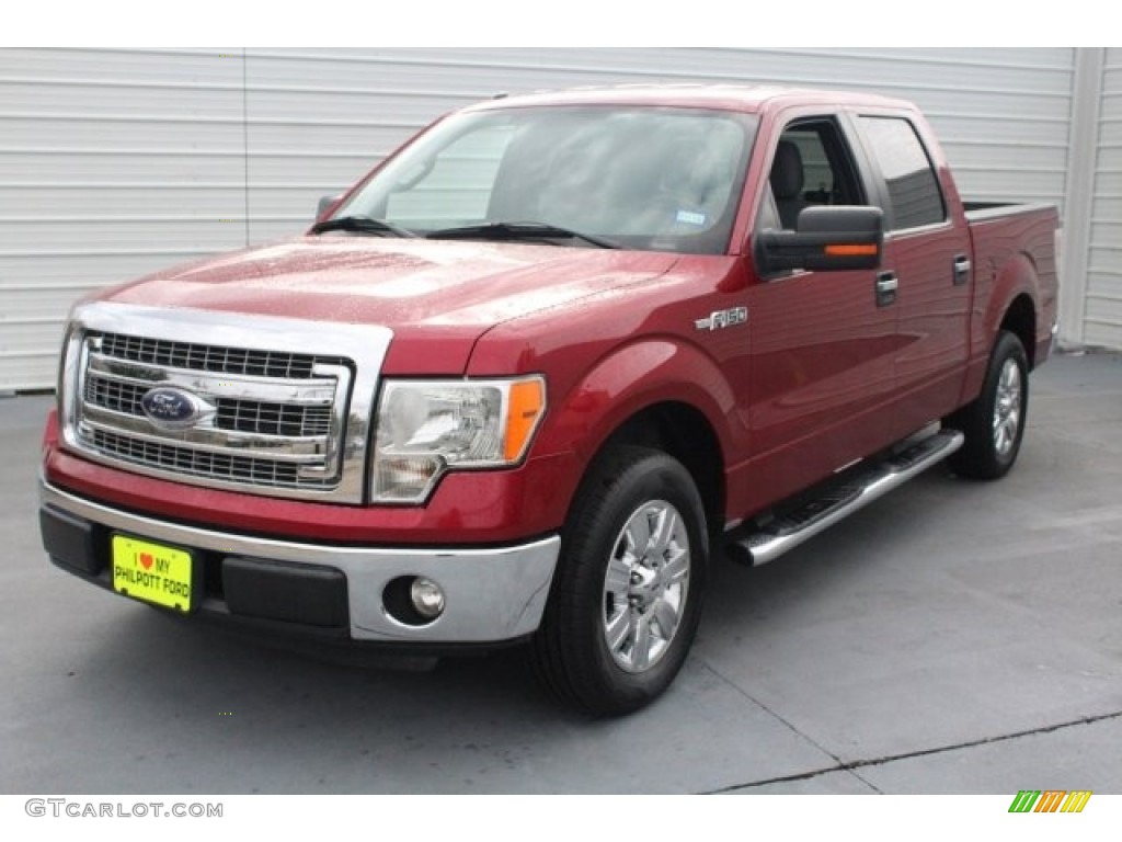 2013 F150 XLT SuperCrew - Vermillion Red / Steel Gray photo #3