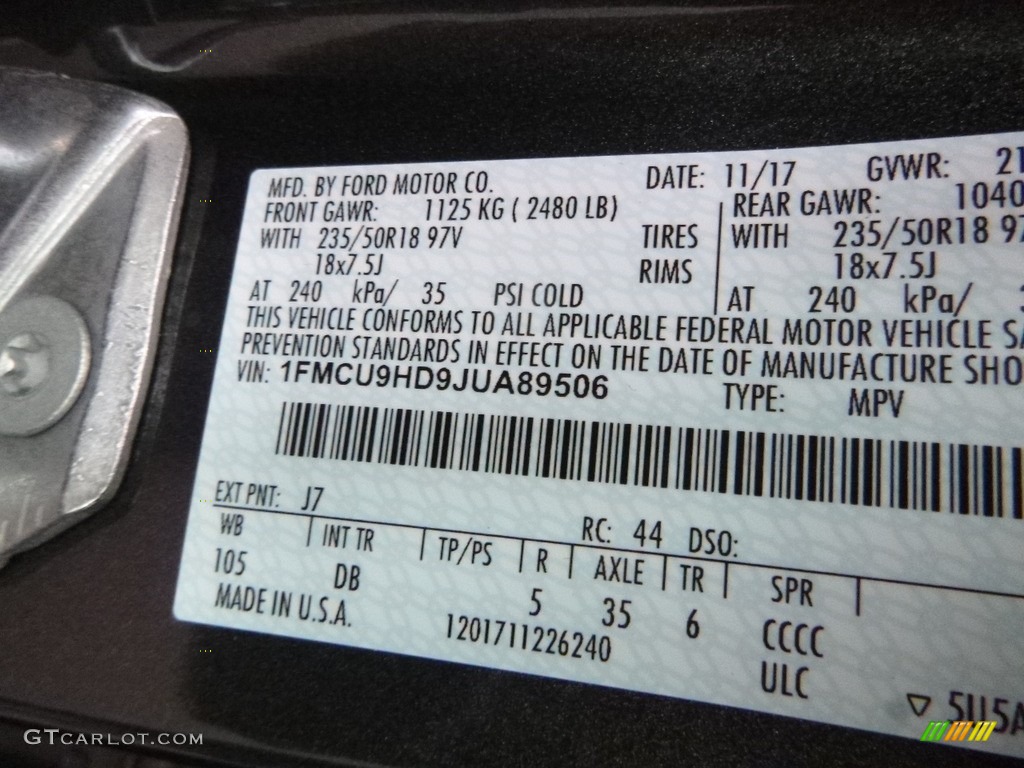 2018 Escape Color Code J7 for Magnetic Photo #124283859