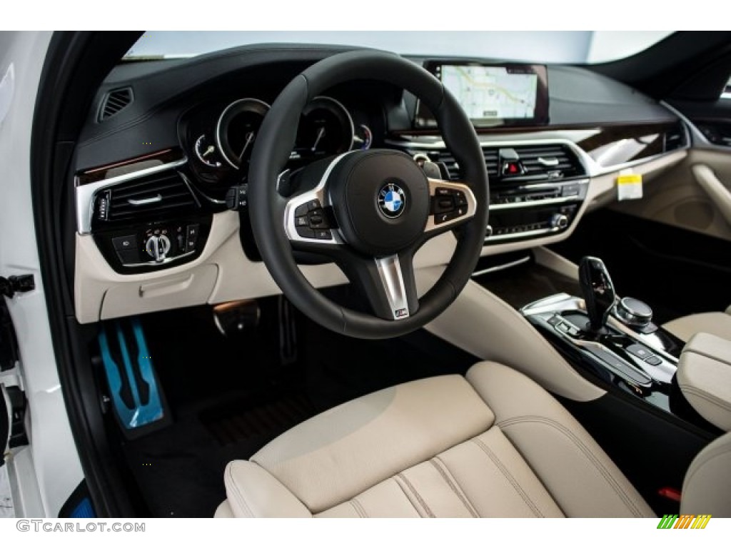 2018 5 Series 540i Sedan - Alpine White / Canberra Beige/Black photo #6