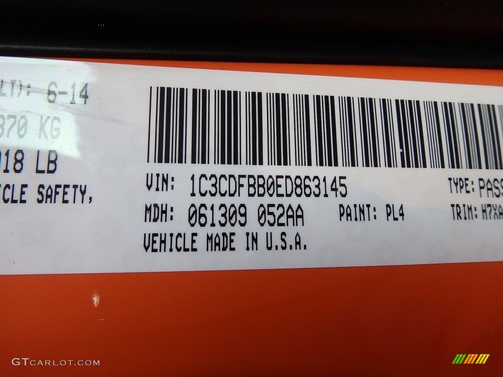 2014 Dart SXT - Header Orange / Black/Light Tungsten photo #15