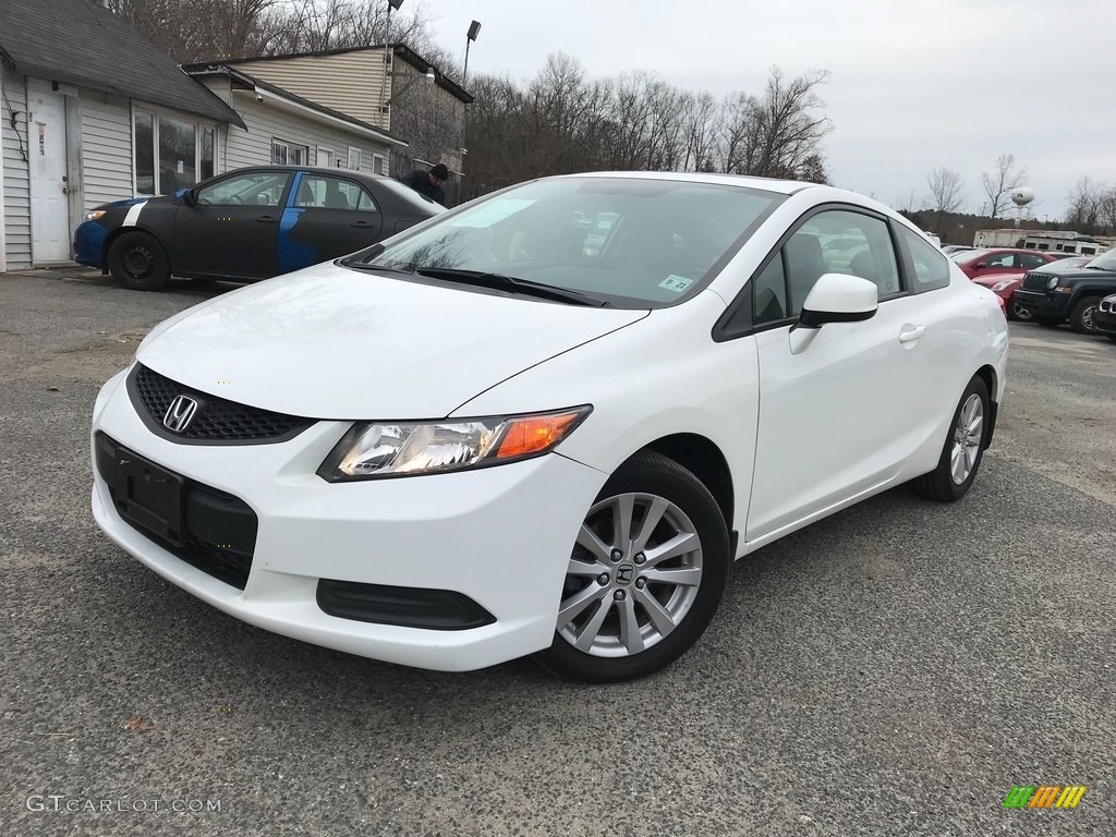 2012 Civic EX-L Coupe - Taffeta White / Stone photo #1