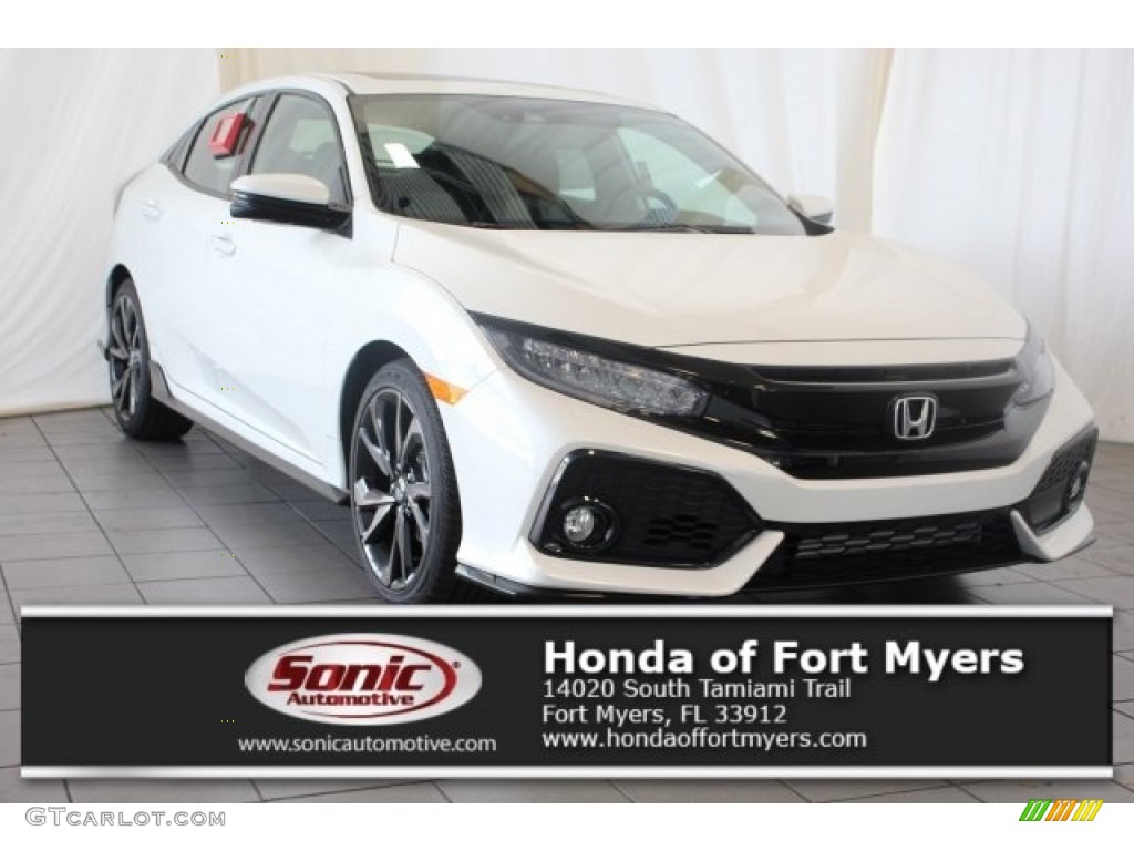 2018 Civic Sport Touring Hatchback - White Orchid Pearl / Black/Ivory photo #1