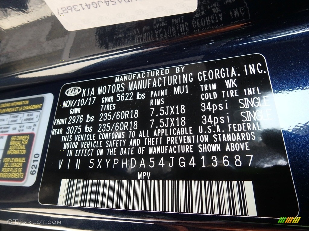 2018 Sorento Color Code MU1 for Blaze Blue Photo #124312391