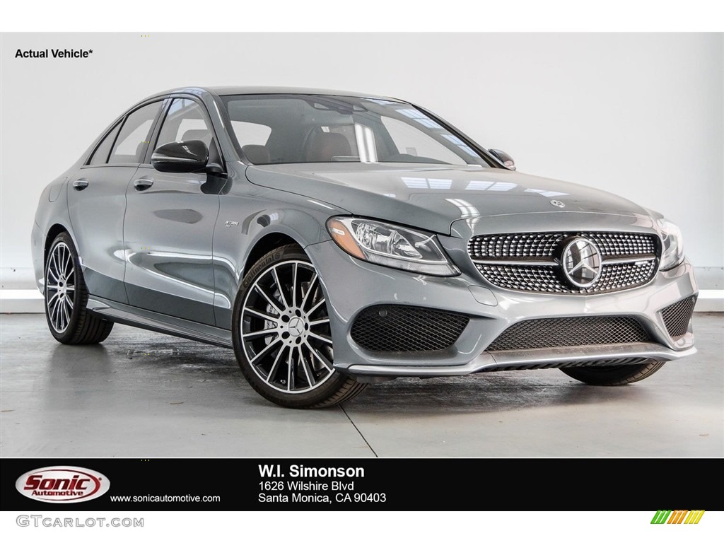 2018 C 43 AMG 4Matic Sedan - Selenite Grey Metallic / Cranberry Red/Black photo #1