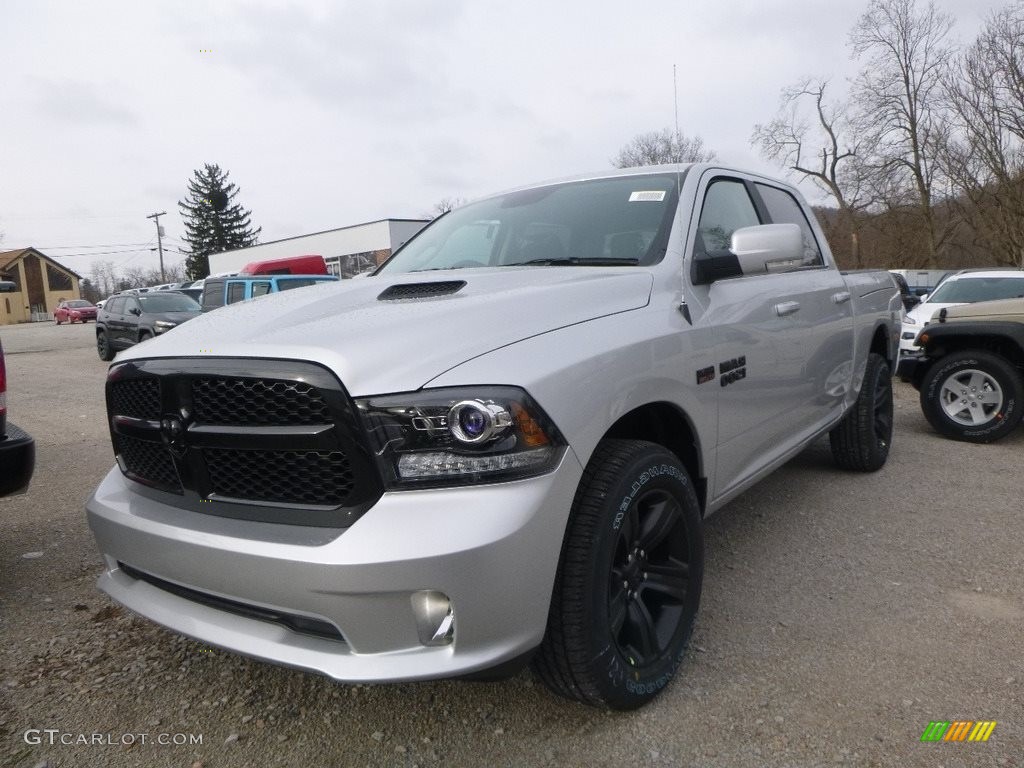 2018 1500 Sport Crew Cab 4x4 - Bright Silver Metallic / Black photo #1
