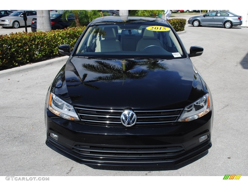 2015 Jetta SE Sedan - Black / Cornsilk Beige photo #3