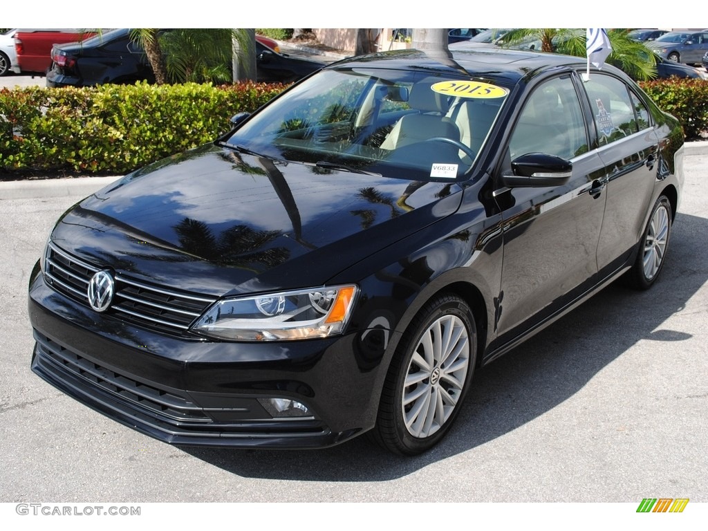 2015 Jetta SE Sedan - Black / Cornsilk Beige photo #4