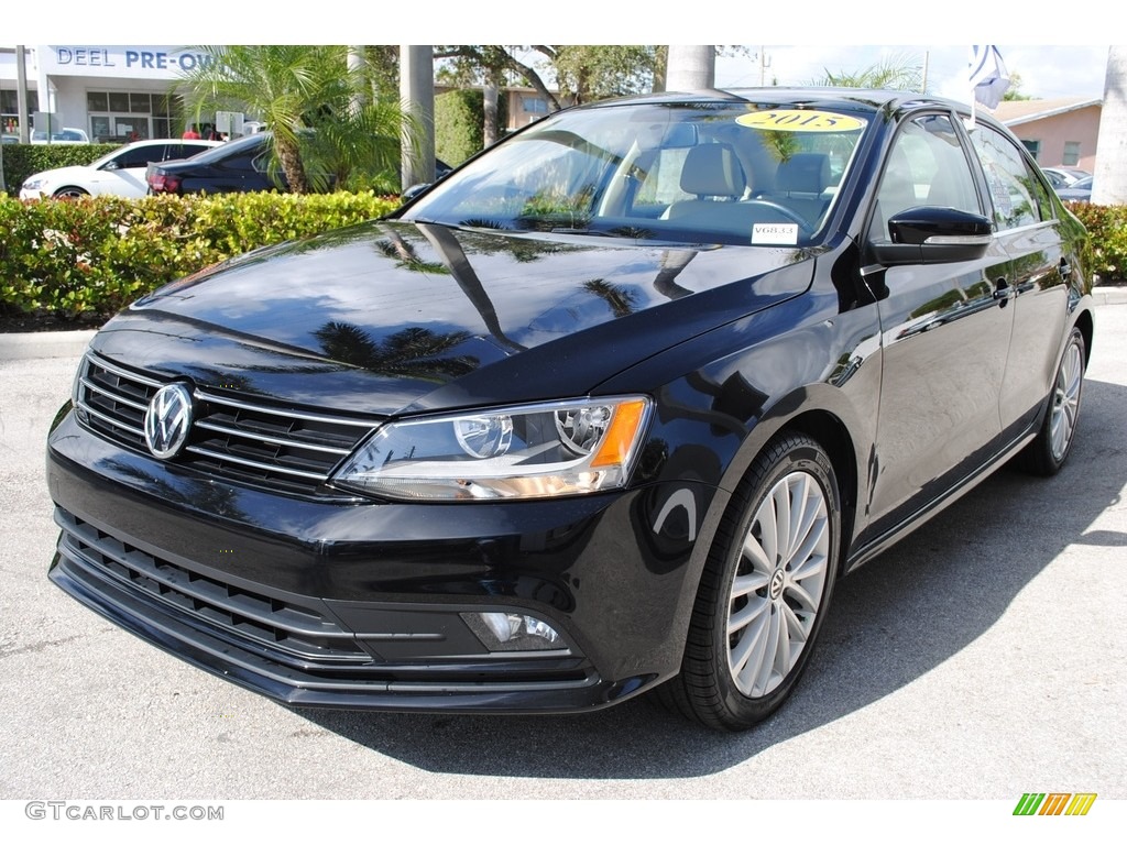 2015 Jetta SE Sedan - Black / Cornsilk Beige photo #5