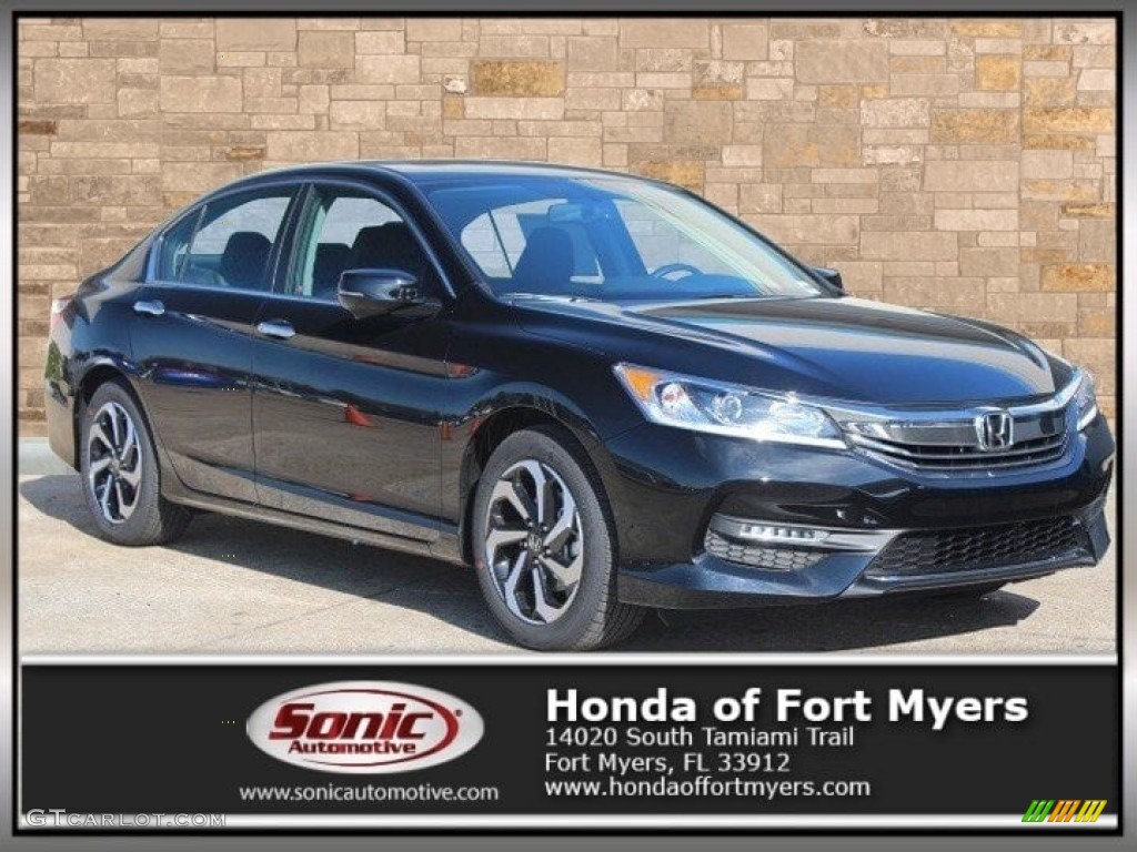 2017 Accord EX-L V6 Sedan - Crystal Black Pearl / Black photo #1