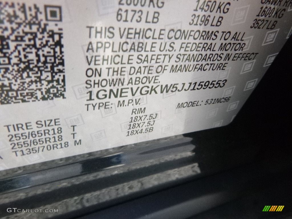 2018 Traverse LT AWD - Graphite Metallic / Jet Black photo #16
