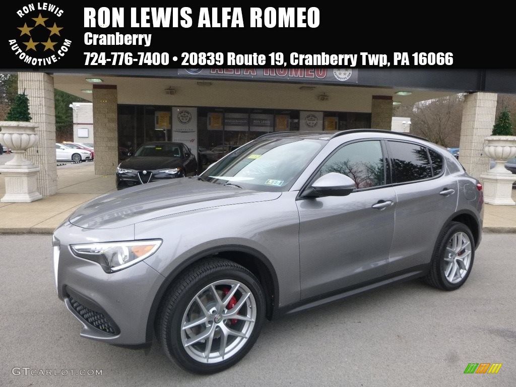 2018 Stelvio Ti AWD - Stromboli Gray Metallic / Black/Red photo #1