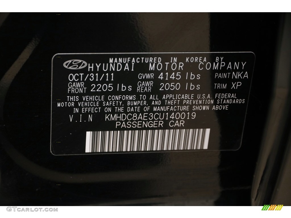 2012 Elantra GLS Touring - Black Noir Pearl / Black photo #20