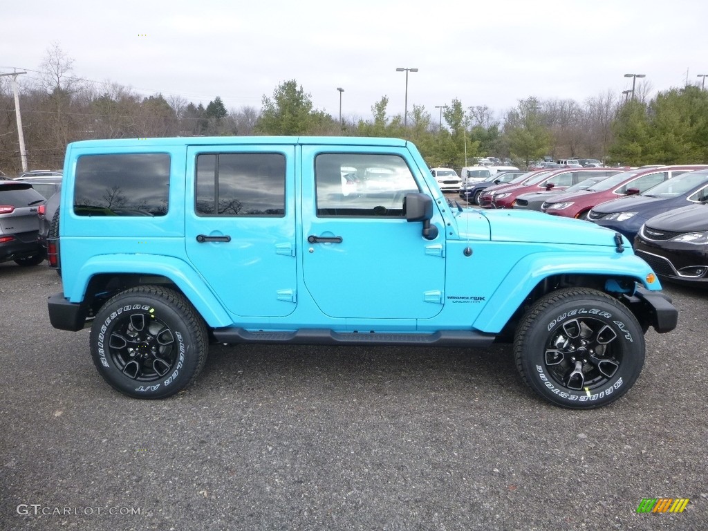 Chief Blue 2018 Jeep Wrangler Unlimited Sahara 4x4 Exterior Photo #124357159