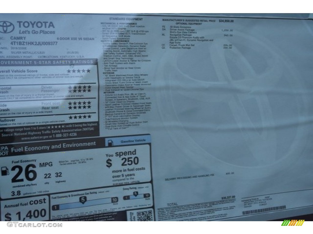 2018 Camry XSE V6 - Celestial Silver Metallic / Black photo #10