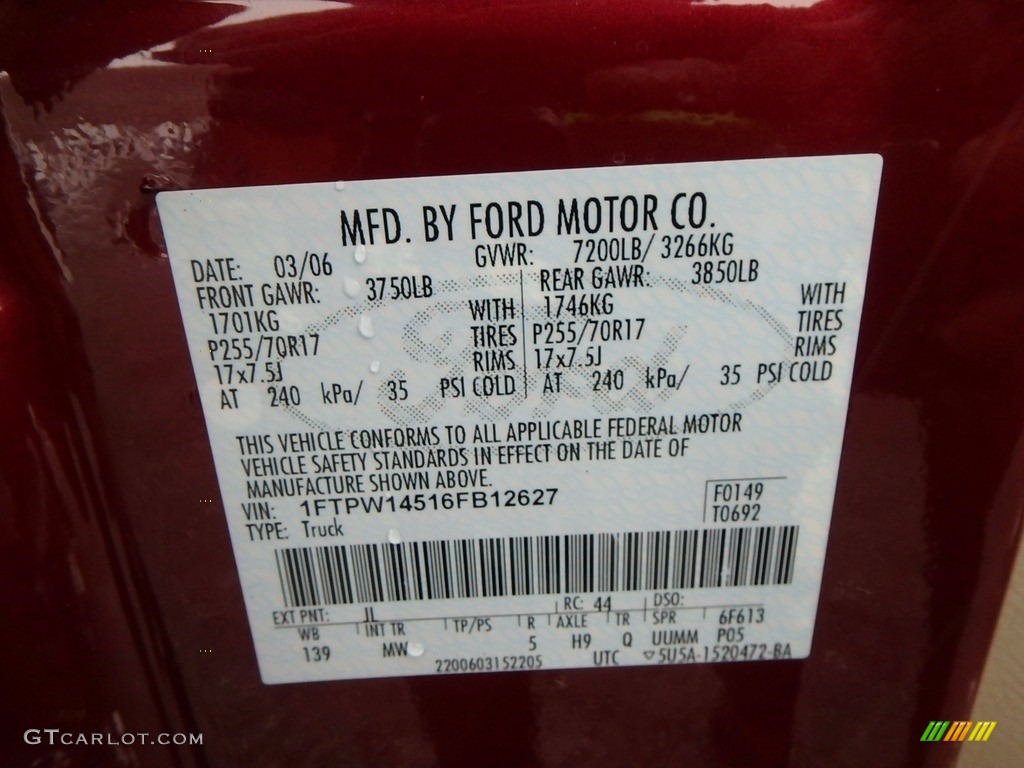 2006 F150 XLT SuperCrew 4x4 - Dark Toreador Red Metallic / Tan photo #13