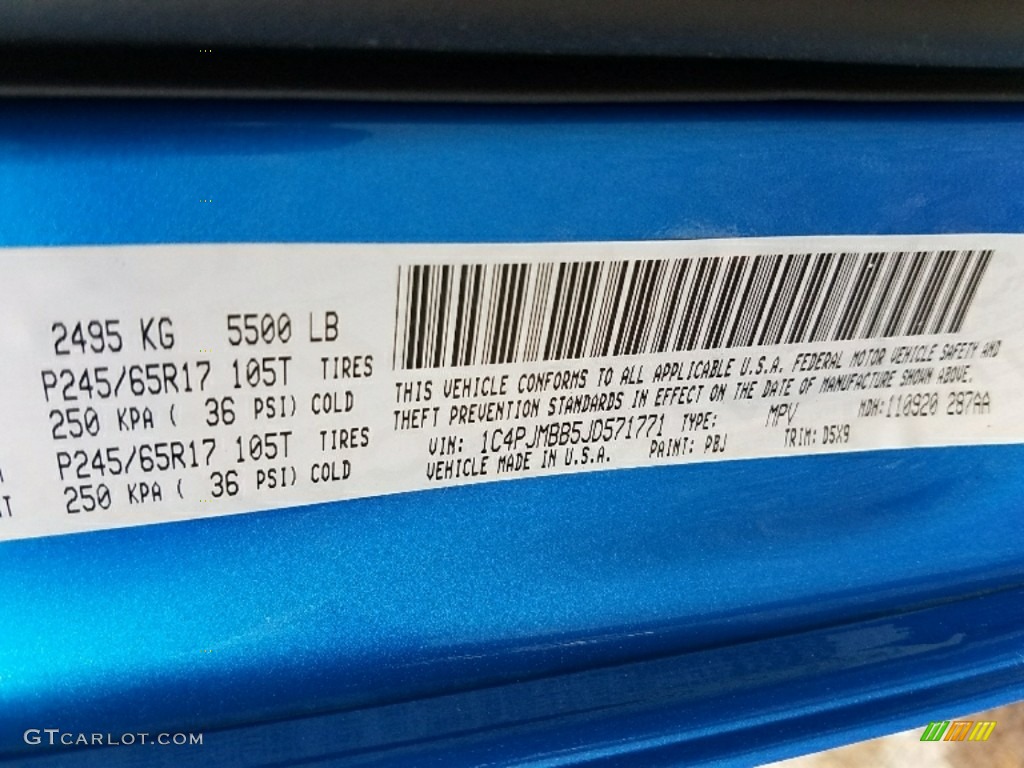 2018 Cherokee Color Code PBJ for Hydro Blue Pearl Photo #124380576
