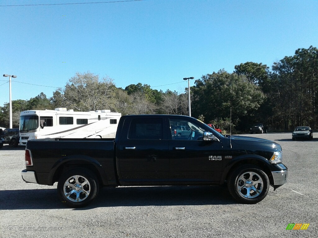 2018 1500 Laramie Crew Cab - Brilliant Black Crystal Pearl / Black photo #6
