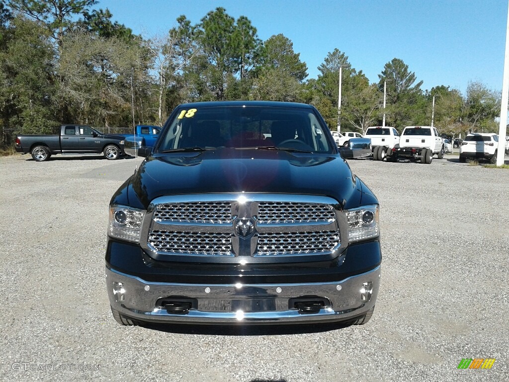 2018 1500 Laramie Crew Cab - Brilliant Black Crystal Pearl / Black photo #8